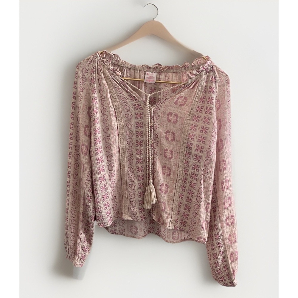 No Boundaries Long Sleeve Festival Top Pink Purple Floral Boho Cottagecore Chic